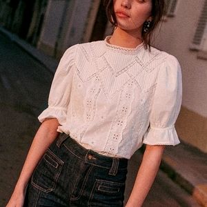 NWT - Sezane Bert Blouse Size 36 - Ecru